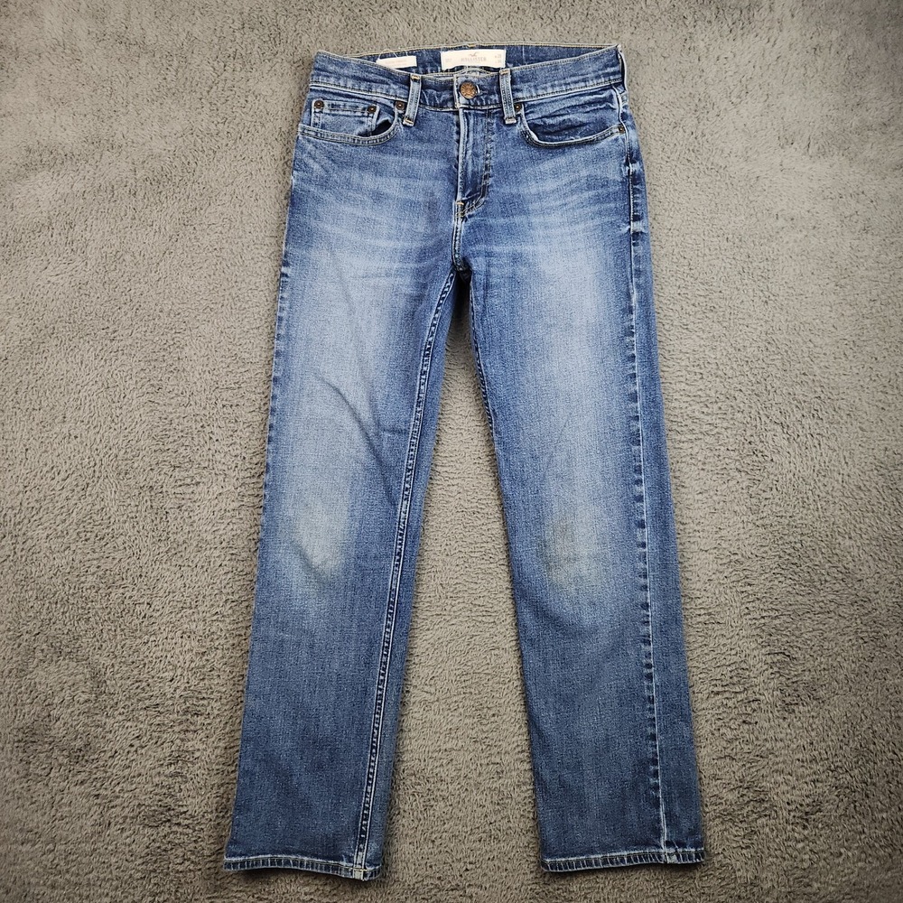 Hollister Classic Straight Jeans Mens 28x30 Whiskered Blue Denim Epic Flex Y2K
